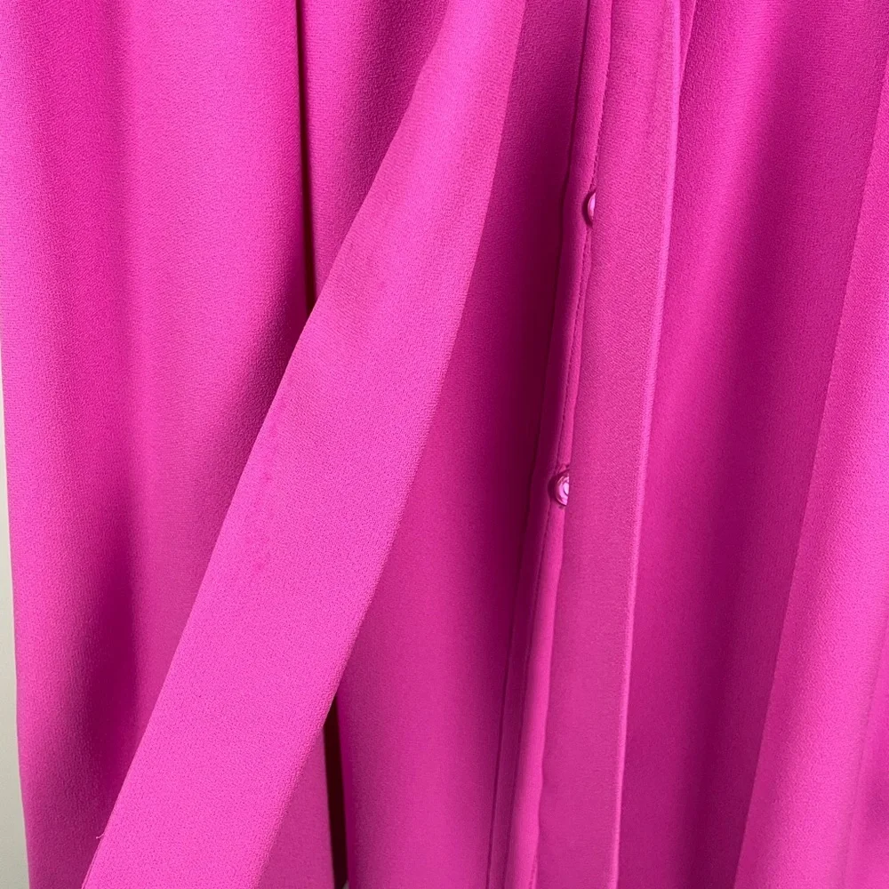 Trina Turk Vibrant Pink‎ Casual Preppy Button Up Collared Shirt Dress